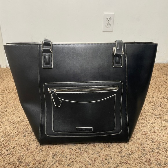 Vera Bradley Handbags - Vera Bradley Black Faux Leather Tote Bag and Matching Zip Around Wallet Set READ